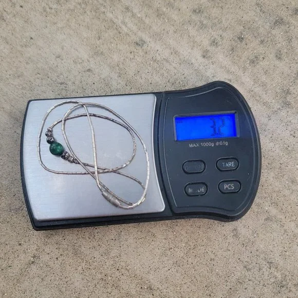 Vintage Native American handmade sterling balls, malachite ball, liquid silver h - Picture 6 of 14